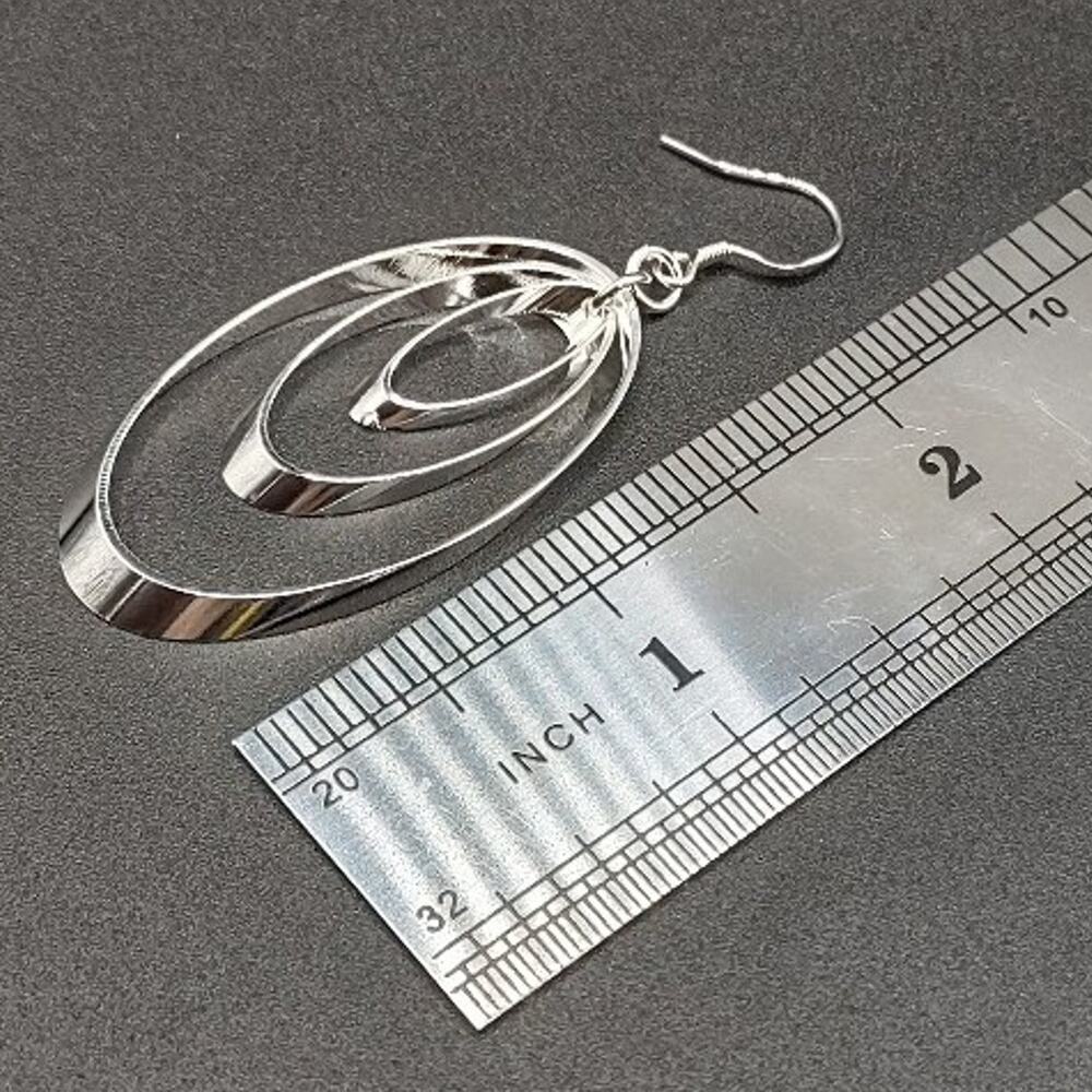925 Silver Triple Hoop Earrings Dangle Hook Vintage Retro Fashion Birthday Gift